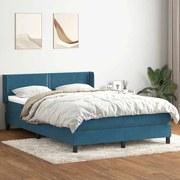 vidaXL Κρεβάτι Boxspring με Στρώμα Σκούρο Μπλε 160x210 εκ. Βελούδινο