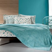Κουβέρτα Fleece Υπέρδιπλη (220x240) + Διακοσμητική Μαξιλαροθήκη (Σετ) Guy Laroche Rombus Petrol