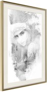 Αφίσα - Mysterious Look (Grey) - 40x60 - Χρυσό - Με πασπαρτού