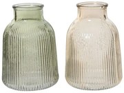 Beauty Home Γυάλινο Βάζο Ριγέ 10 x  12 cm  ΔΙΑΦΑΝΟ