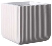 Κασπώ Πήλινο Τετράγωνο Stripe S A-0050-8 24x24x23cm White Supergreens Πηλός