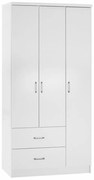 Ντουλάπα Caesar HM340.05 Τρίφυλλη Με 2 Συρτάρια 89x42,5x181cm White Three Door