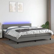 ΚΡΕΒΑΤΙ BOXSPRING ΜΕ ΣΤΡΩΜΑ &amp; LED ΣΚ.ΓΚΡΙ 200X200ΕΚ. ΥΦΑΣΜΑΤΙΝΟ 3133262