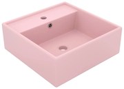 Νιπτήρας με Υπερχείλιση Τετράγωνος Ροζ Ματ 41x41 εκ. Κεραμικός