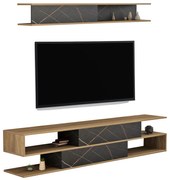 ΣΥΝΘΕΤΟ ΤΗΛΕΟΡΑΣΗΣ BIRGITTA HM8903.12 ΜΕΛΑΜΙΝΗ ΦΥΣΙΚΟ-ΜΑΥΡΟ ΜΑΡΜΑΡΟ 181x31,5x39,6Υεκ