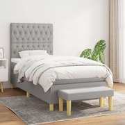 ΚΡΕΒΑΤΙ BOXSPRING ΜΕ ΣΤΡΩΜΑ ΑΝΟΙΧΤΟ ΓΚΡΙ 100X200 ΕΚ. ΥΦΑΣΜΑΤΙΝΟ 3137373