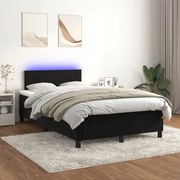 Κρεβάτι Boxspring με Στρώμα &amp; LED Μαύρο 120x200 εκ. Βελούδινο - Μαύρο