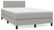 vidaXL Κρεβάτι Boxspring με Στρώμα & LED Αν.Γκρι 120x190εκ. Υφασμάτινο