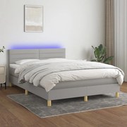 ΚΡΕΒΑΤΙ BOXSPRING ΜΕ ΣΤΡΩΜΑ &amp; LED ΑΝ.ΓΚΡΙ 140X190ΕΚ. ΥΦΑΣΜΑΤΙΝΟ 3133789