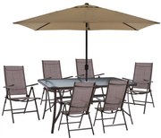 ΣΕΤ ΤΡΑΠΕΖΑΡΙΑ 8ΤΜΧ ΤΡΑΠΕΖΙ ΜΕ ΟΜΠΡΕΛΑ ΜΟΚΑ & ΠΟΛΥΘΡΟΝΕΣ TEXTILINE ΚΑΦΕ FB911490 9997917