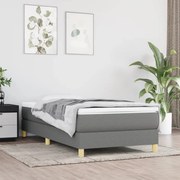 Κρεβάτι Boxspring με Στρώμα Σκούρο Γκρι 100x200 εκ. Υφασμάτινο