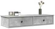 vidaXL Ράφι τοίχου με συρτάρια Γκρι μπετόν 100x37,5x19 cm Ξύλο μηχανής