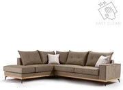 Γωνιακός καναπές δεξιά γωνία Luxury II pakoworld ύφασμα mocha-cream 290x235x95εκ