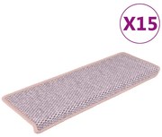vidaXL Πατάκια Σκάλας Αυτοκόλ. 15 τεμ. Όψη Σιζάλ 65x21x4 εκ. Ροζ