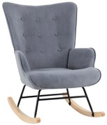 ALMA Rocking Πολυθρόνα Μπερζέρα Καθιστικού, Ύφασμα Velure Γκρι, Βάση Μαύρο-Φυσικό