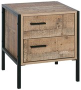 WOODWELL Ε8433,WPALLET-W Κομοδίνο με 2 Συρτάρια Μέταλλο Βαφή Μαύρο - Antique Oak 44x40x50cm Ε8433,W