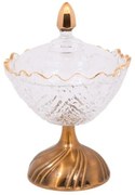 Φοντανιέρα Γυάλινη 374-124-026 Clear-Bronze Μέταλλο,Γυαλί