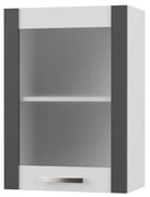 CHARLOTΤE Πάνω Ντουλάπι Με Τζάμι Αριστερό 50x30.5x71.8 με μεταλλικά χερούλια Γραφίτης SO-CV50G-GR-L