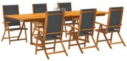 vidaXL Σετ Τραπεζαρίας Κήπου 7 Τεμαχίων Μασίφ Ξύλο Ακακίας / Τεξτιλίνη
