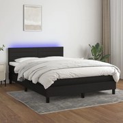 ΚΡΕΒΑΤΙ BOXSPRING ΜΕ ΣΤΡΩΜΑ &amp; LED ΜΑΥΡΟ 140X190 ΕΚ. ΥΦΑΣΜΑΤΙΝΟ 3133231