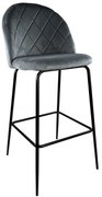 Σκαμπό Bar ArteLibre UNDERHILL Γκρι/Μαύρο Βελούδο/Μέταλλο 45x53x98cm-14600088