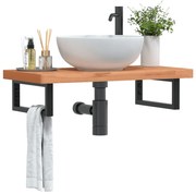 Ράφι Νιπτήρα Τοίχου από Ατσάλι / Μασίφ Ξύλο Οξιάς