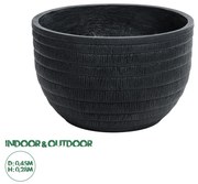 20702 GloboStar®  Artificial Garden VEGAS 20702 Διακοσμητικό Πολυεστερικό Τσιμεντένιο Κασπώ Γλάστρα - Flower Pot Μαύρο Φ45 x Υ28cm