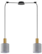 SE21-GM-4-BL2-SH2 ADEPT TUBE Gold Matt Pendant Grey Fabric Shade+ HOMELIGHTING 77-8606