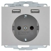Πρίζα Σούκο με 2xUSB INOX Berker K.5 48037004 Hager-48037004-Inox 48037004