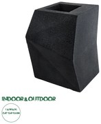 20788 GloboStar®  Artificial Garden CAMDEN 20788 Επιδαπέδιο Πολυεστερικό Τσιμεντένιο Κασπώ Γλάστρα - Flower Pot Μαύρο Μ47 x Π43 x Υ66cm