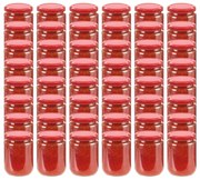 vidaXL Βάζα Μαρμελάδας 48 τεμ. 230 ml Γυάλινα με Κόκκινα Καπάκια
