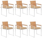 vidaXL Καρέκλες Κήπου 6 τεμ. από Μασίφ Ξύλο Teak με Μαξιλάρια