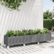 vidaXL Ζαρντινιέρα Κήπου με Ροδάκια Αν.Γκρι 240x50x54εκ Πολυπροπυλένιο