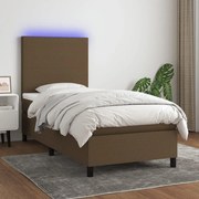 ΚΡΕΒΑΤΙ BOXSPRING ΜΕ ΣΤΡΩΜΑ &amp; LED ΣΚ.ΚΑΦΕ 80X200 ΕΚ. ΥΦΑΣΜΑΤΙΝΟ 3134672