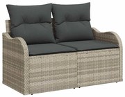 vidaXL Σετ Καναπέ Κήπου με μαξιλάρι 11 pcs Ανοιχτό γκρι Πολυ ράταν