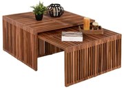 Τραπέζια Σαλονιού (Σετ 2Τμχ) Nya HM9546 86x79x46cm Από Teak Ξύλο Natural Ξύλο