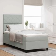 κρεβάτι Box Spring με στρώμα vidaXL ανοιχτό γκρι μονό βελούδινο