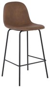 CELINA Σκαμπό BAR με Πλάτη, Κάθισμα Η.67cm, Μέταλλο Βαφή Μαύρο, Ύφασμα Suede Καφέ