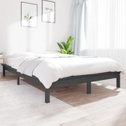 vidaXL Πλαίσιο Κρεβατιού Γκρι 200 x 200 εκ. από Μασίφ Ξύλο Πεύκου
