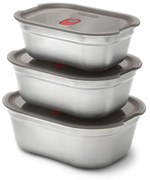 Σετ 3 τεμαχίων Black+Blum Meal Prep FBSS-BX-PACK1, 0,6/0,9/1,2 l, ορθογώνιο, κατάλληλο για φούρνο, χωρίς BPA, ανοξείδωτο ατσάλι, γκρι