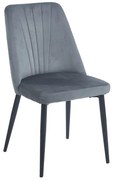 OLIVIA GREY VELVET/PU ΚΑΡΕΚΛΑ ΜΕΤΑΛΛΙΚΗ - (46(59)X58X85εκ.), Χρώμα: GREY - ZITA PLUS