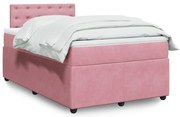 vidaXL Κρεβάτι Boxspring με Στρώμα Ροζ 120x200 εκ. Βελούδινο