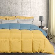 Πάπλωμα 2 Όψεων Microfiber Υπέρδιπλο 220x240εκ. Happy 9644 Μπλε-Ώχρα Das Home