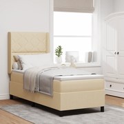 vidaXL Κρεβάτι με Στρώμα & LED Κρέμα 80x200 cm Ύφασμα