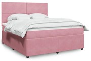 vidaXL Κρεβάτι Boxspring με Στρώμα Ροζ 180x200 εκ. Βελούδινο