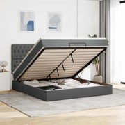 vidaXL Οθωμανικό κρεβάτι με στρώμα &amp; LEDs Σκούρο γκρι 180x200cm ύφασμα