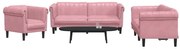 vidaXL Σαλόνι Σετ 3 Τεμαχίων Ροζ από Βελούδο