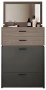 WOODWELL Ε7353,1VANITY Τουαλέτα με ενσωματωμένο Καθρέπτη &amp; Σκαμπό Απόχρωση Sonoma Oak-Grey 60x45x90/130cm Ε7353,1