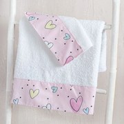 Πετσέτες Βρεφικές Pop Hearts (Σετ 2τμχ) Pink Ρυθμός Σετ Πετσέτες 70x140cm 100% Βαμβάκι