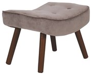 WOODWELL Ε7141,81ΚALMA Σκαμπό - Υποπόδιο, Ύφασμα Velure Καφέ, Πόδια Καρυδί, K/D 52x38x35cm Ε7141,81Κ